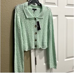 Ever After Nordstrom sweater size M aqua glass color button down